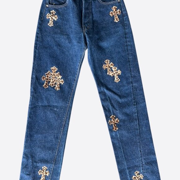 Chrome Hearts Levis Blue Cheetah Patch Women's Jeans - Picture 1 of 6